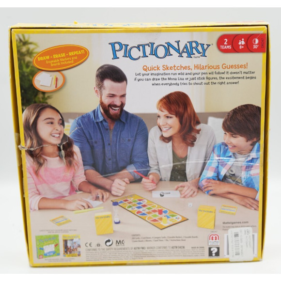 Pictionary Board Game with Markers and Erasable Boards Funny Quick Sketches - Picture 2 of 3